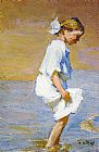 Edward Henry Potthast Wading at the Shore painting